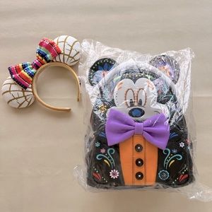 Mickey Day of the Dead Loungefly mini backpack with Pan Dulce Mickey ears!
